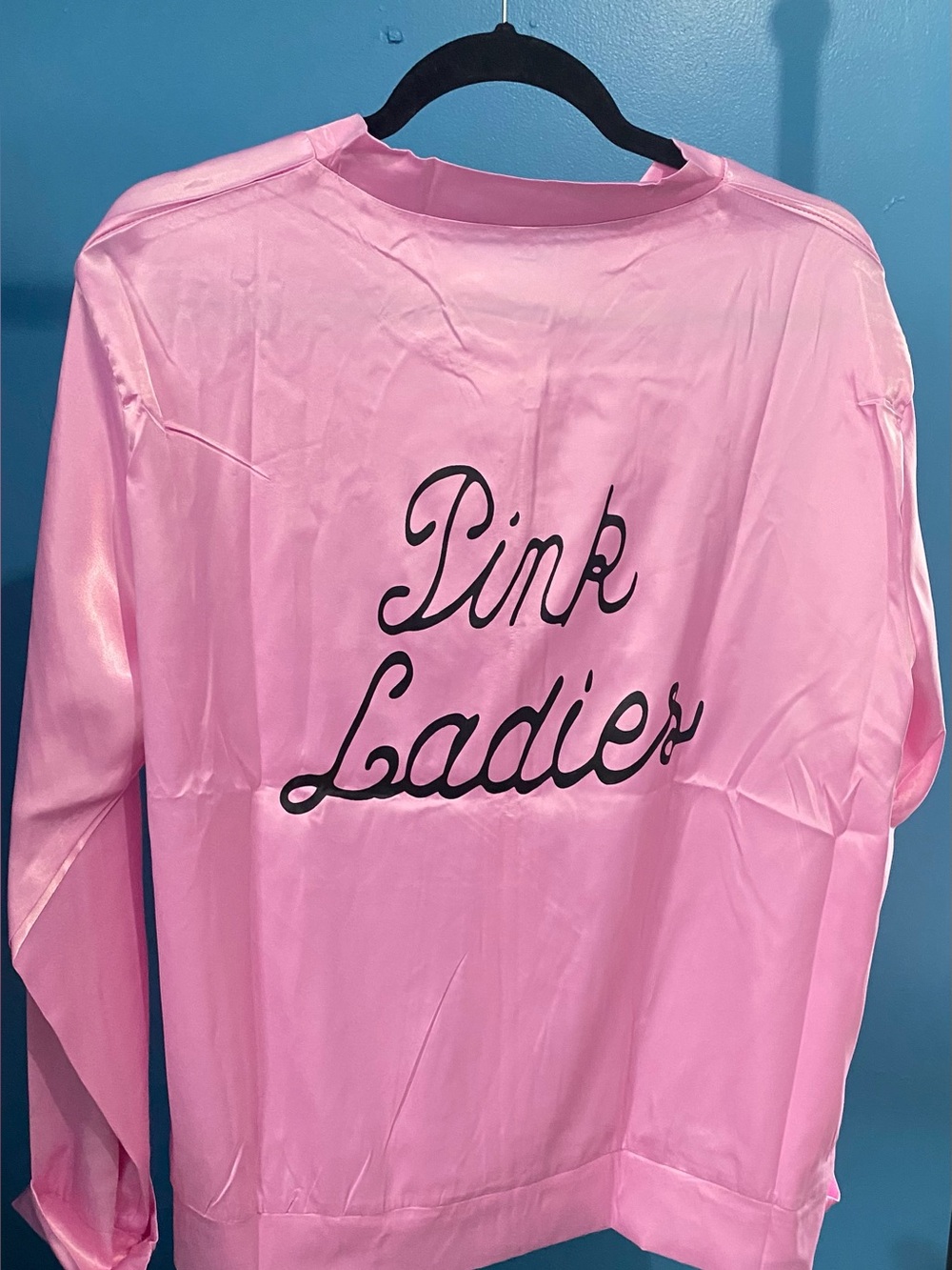 Pink Ladies Satin Jacket with Script Back